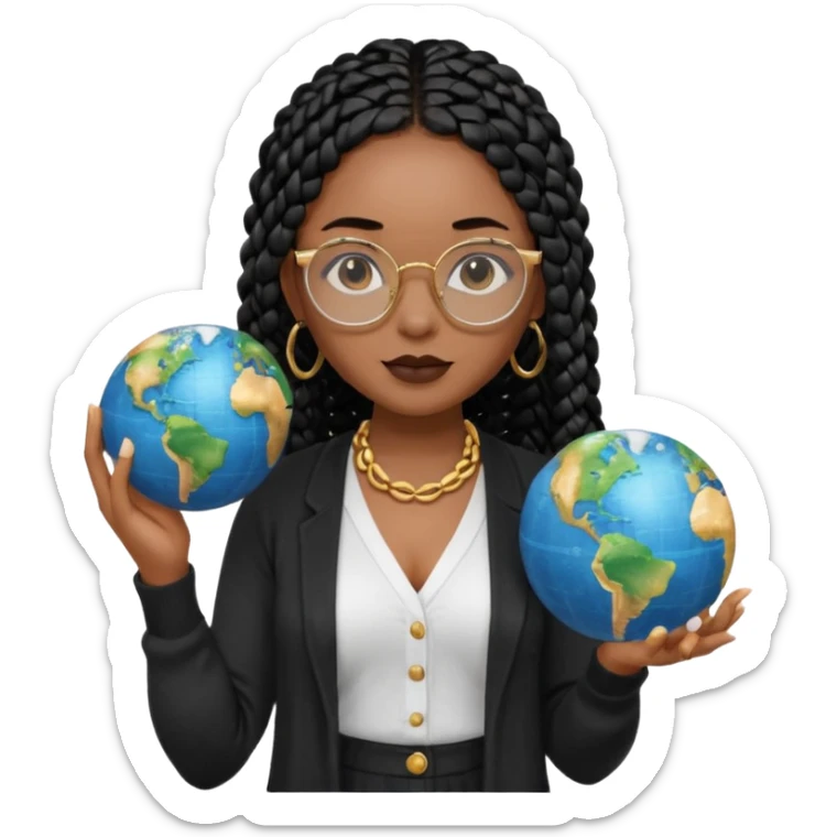 a-young-woman-wearing-fine-gold-round-glasses-and-black-hair-in-several-box-braids,-she-has-light-black-skin,-and-she's-wearing-a-white-shirt-with-an-black-cardigan-on-top.-she's-holding-a-globe-in-one-hand.png sticker