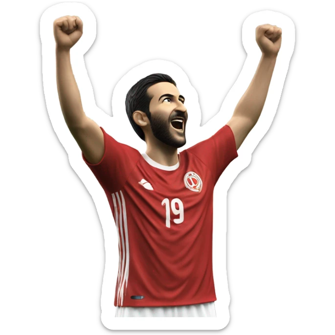 I'm honing a description of Arda Güler's goal celebration, noting his right hand on his chest and his left hand raised, mirroring the specified gesture. This aligns perfectly with known details. sticker