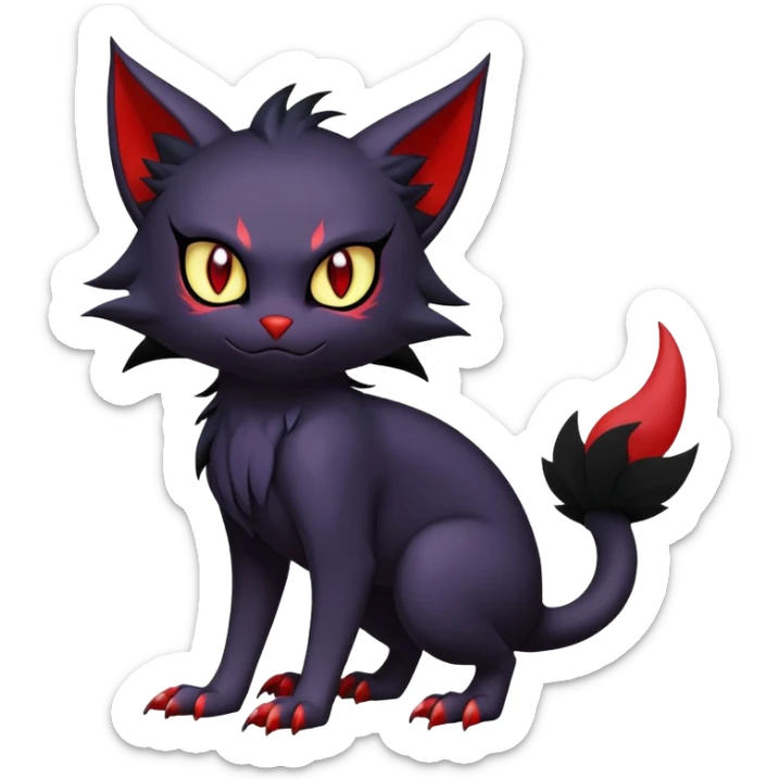 Vampiric feral emo dark Litten-Noibat-Fakémon-hybrid-creature (full body) sticker