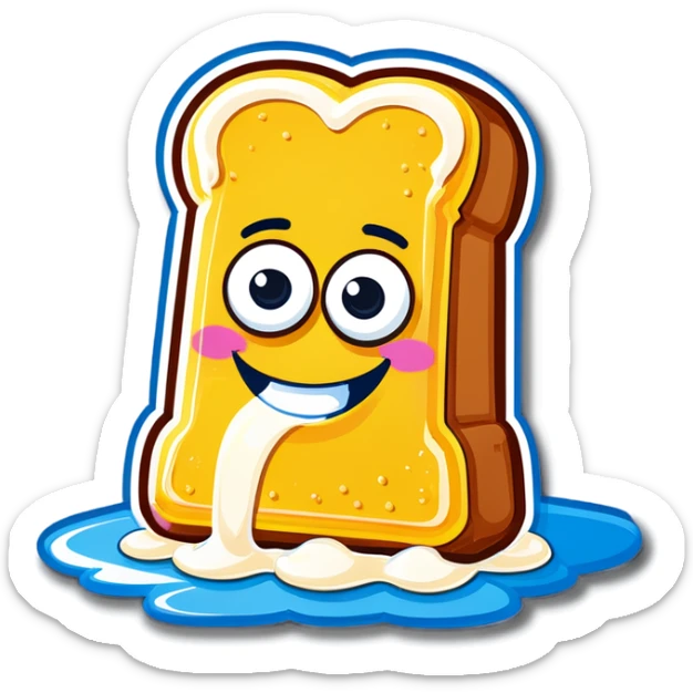happy Twinkie with frosting coming out the bottom  glue tile hiding the eyes and top of the Twinkie ￼ sticker