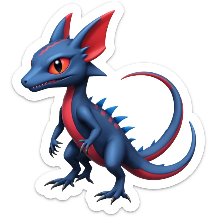 Colorful Dark edgy scary spooky cool badass realistic Heliolisk-Sneasel-Salandit-Cyclizar-Genesect-Pokémon, full body sticker