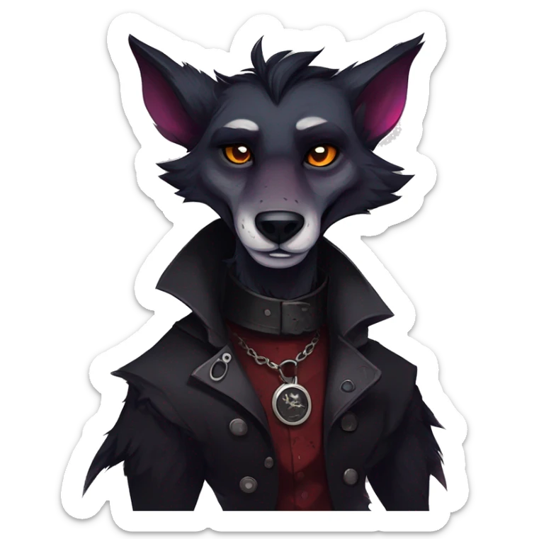 cool edgy dark vampiric animal fursona by griffsnuff & LiLaiRa & Falvie with badass colors and a collar full body sticker