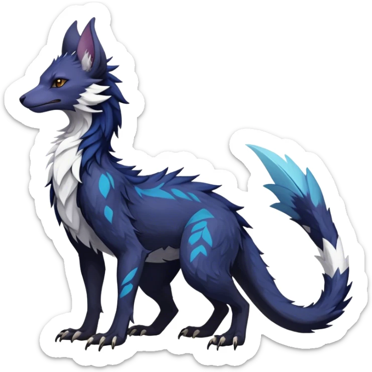 Epic Feral Rare Fantasy shiny dark Vernid-Sergal-Trico-species by LiLaiRa, random markings, tufted tail, tufted ears, full body sticker