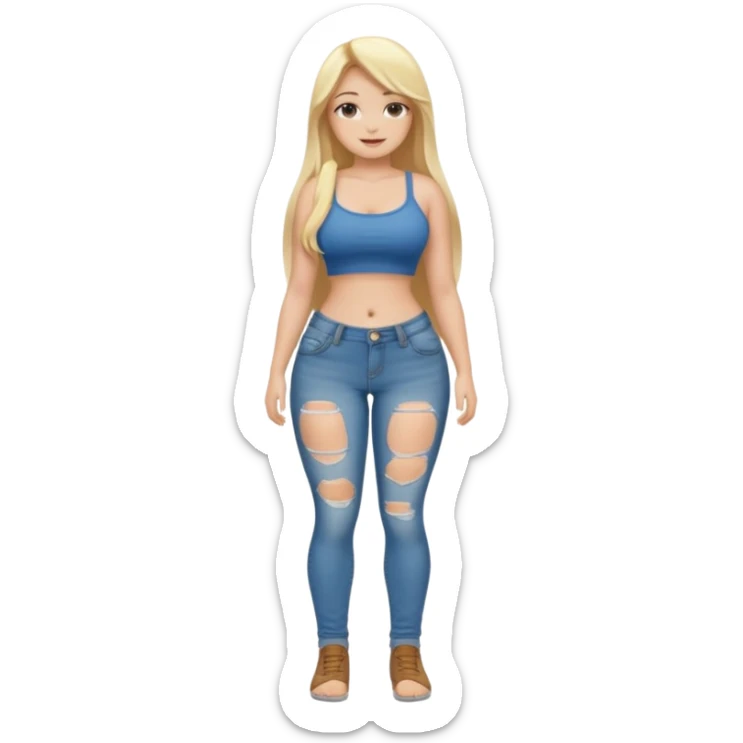 curvy body teen girl huge ass with super short jeans no shirt no bra blonde full body long hair sticker