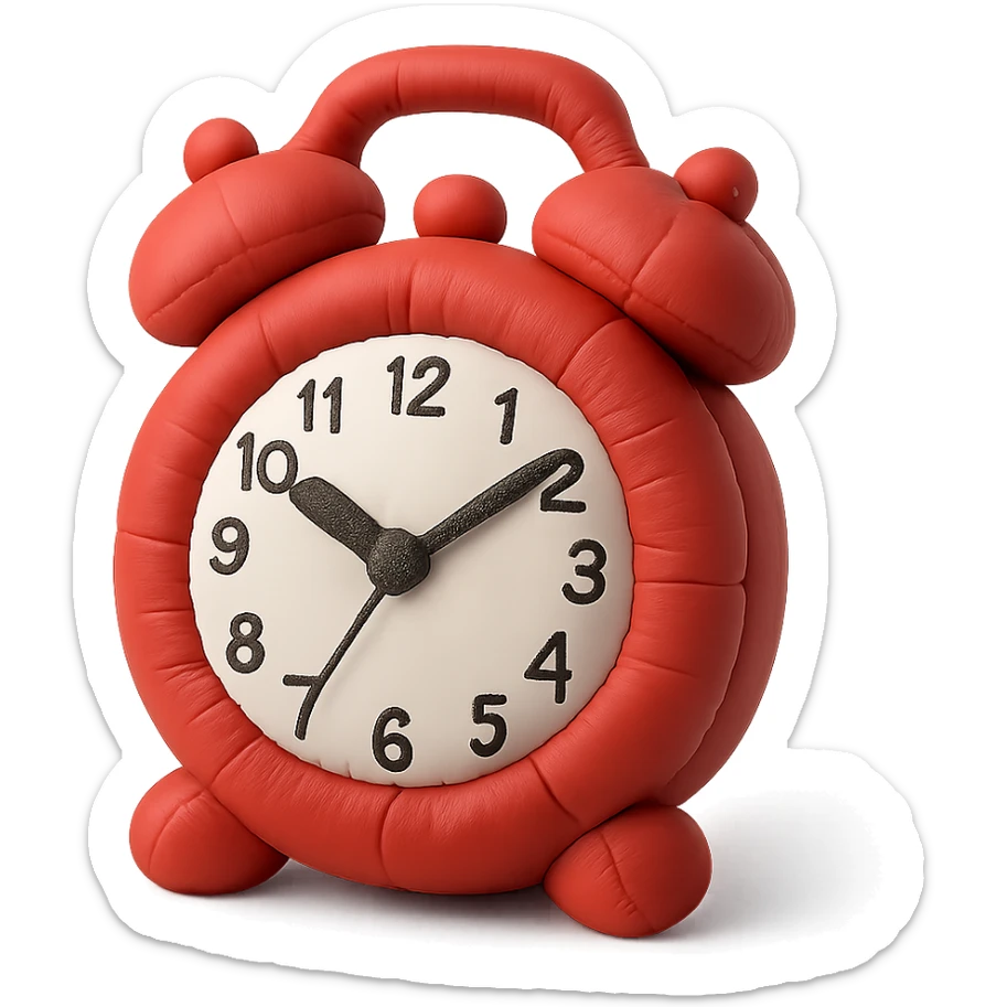 red vintage alarm clock sticker