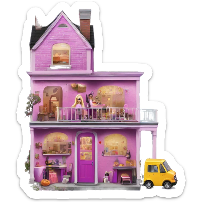 Barbie’s 5 story tall haunted dream house and food truck  sticker