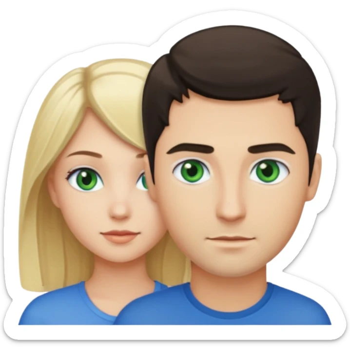 Girl blonde Green eyes man dark Hair blue eyes sticker