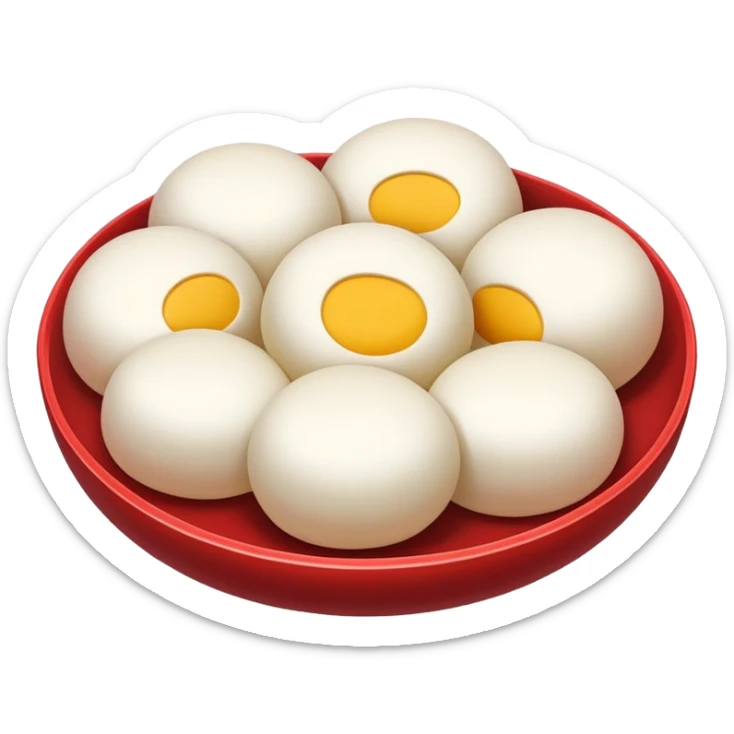 Suzhou sweet glutinous rice balls with filling, simplified emoji style with bold outlines and bright colors, cartoon style Chinese tangyuan dessert sticker