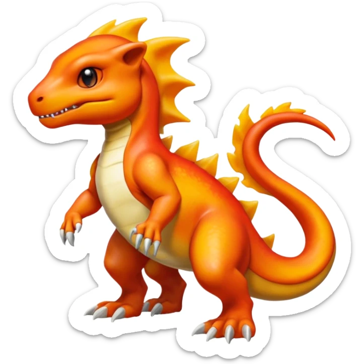 Shiny Cubone-Salandit-Charmeleon-Fakémon-hybrid-creature (full body)  sticker