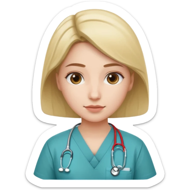 A medic (woman) attending to a person at the hospital sticker