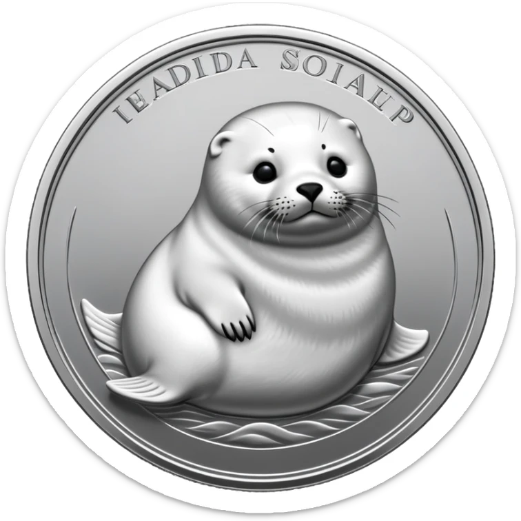 Make a coin engraved harp seal  whole body  and this coin price goes up sticker