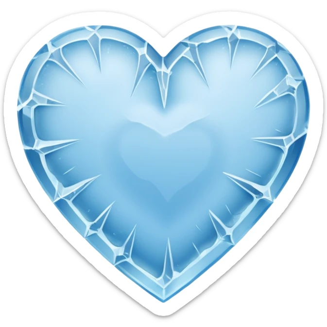 a flat heart that appears to be chiseled from a block of ice. Frost seems to grow on it sticker