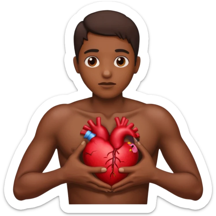 Holding heart out of chest brown skin person sticker