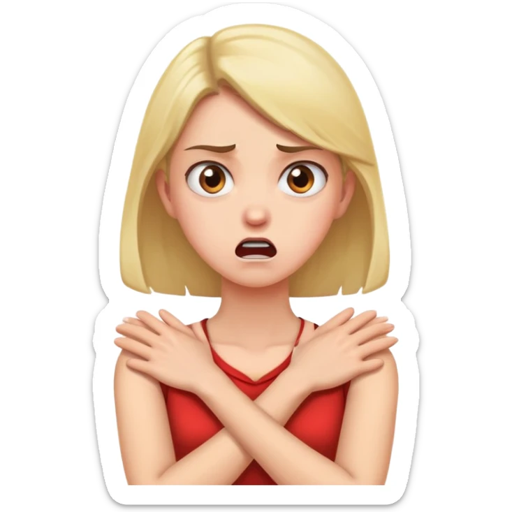 Arms crossed holding neck of girl that is angry and surprised  sticker
