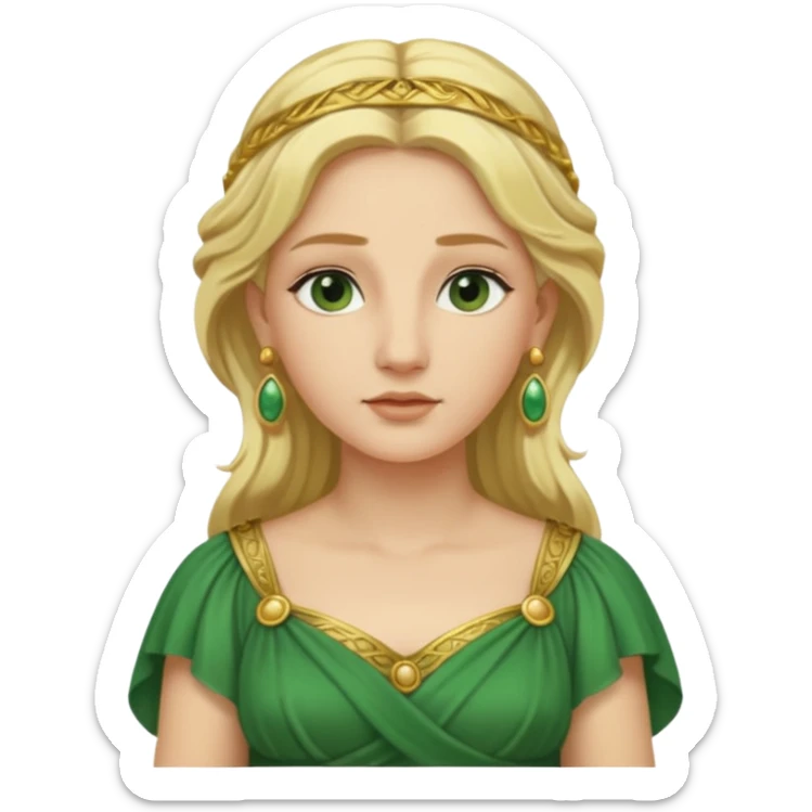 Ancient Roman woman with earrings and blonde hair, green dress sticker