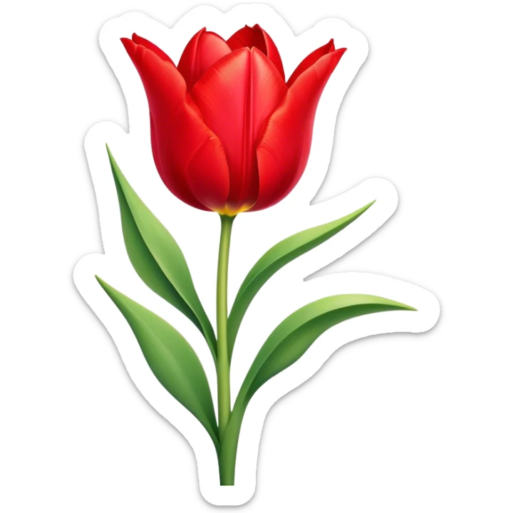 ​Cinematic Realistic Tulip, depicted as a single, exquisitely detailed bloom with vibrant red petals and a delicate stem, softly illuminated by natural light that highlights its graceful beauty and elegant form, sticker