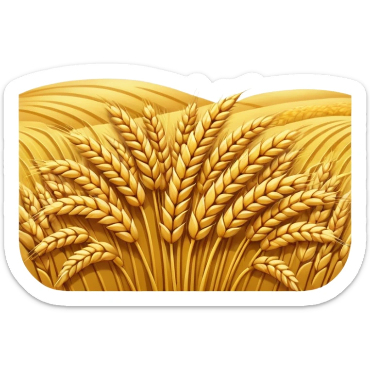 golden wheat field with blue sky above, low detail, high contrast, emoji style, bold shapes sticker