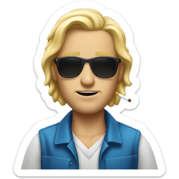 Blue collar blonde hair man with a cigarette hanging from his lip and wearing sunglasses  sticker