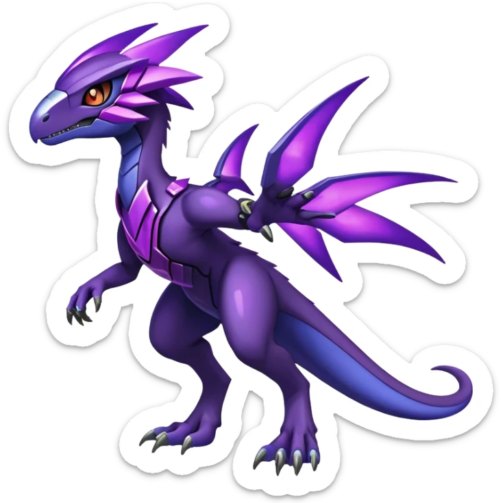 Shiny Nebula Futuristic Fakemon-Pokemon-Digimon-Spectrobes-Raptor-fusion, full body sticker