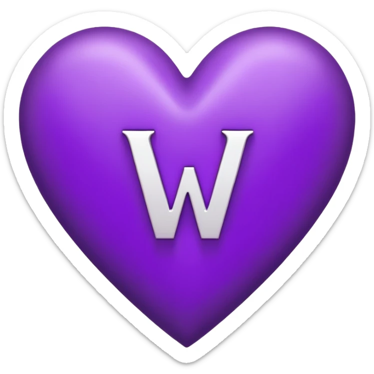 The white Letter “W” inside a Purple Heart sticker
