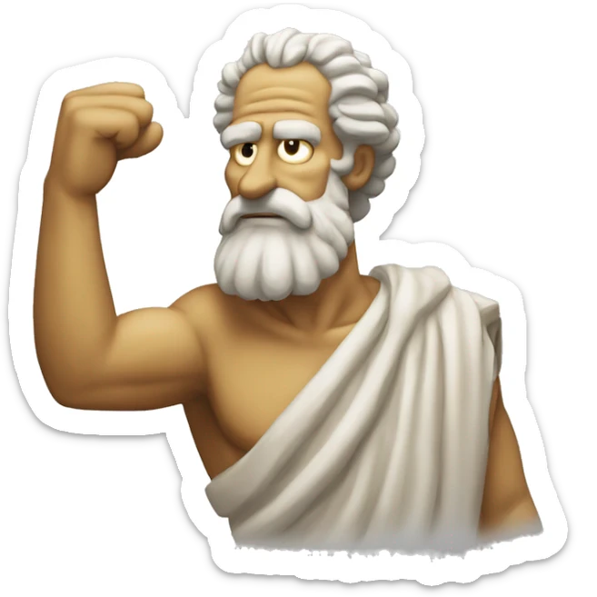 ancient greek philosopher shakes fist at sky in style of Abraham Simpson sticker