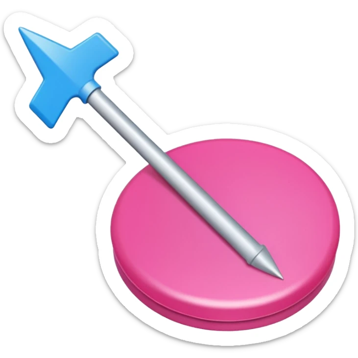 fleche directionelle blanche tres simple  sur fond de couleur rose sur un bouton   sticker