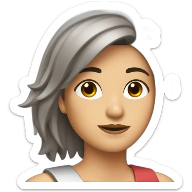 Mujer caucásica pelo por los hombros con mechas rubias sticker