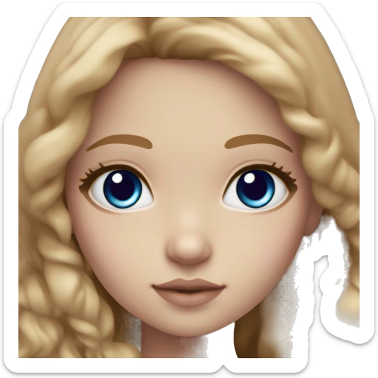 ocean blue doll eyes, light brown hair, feminine, violet, girl, angelic sticker