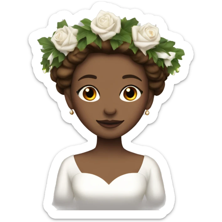 brown haired women with white gown with sleeves and spuce wreath crown with white candles sticker