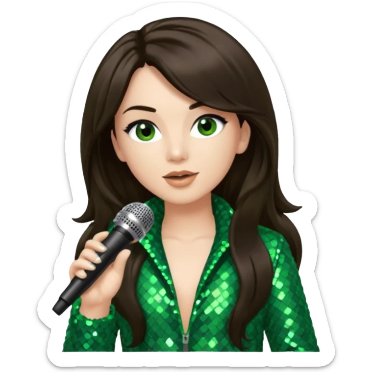 Sam Watters, R&B Singer (b. 1970) from Color Me Badd with long dark brown hair, green sequin outfit sticker