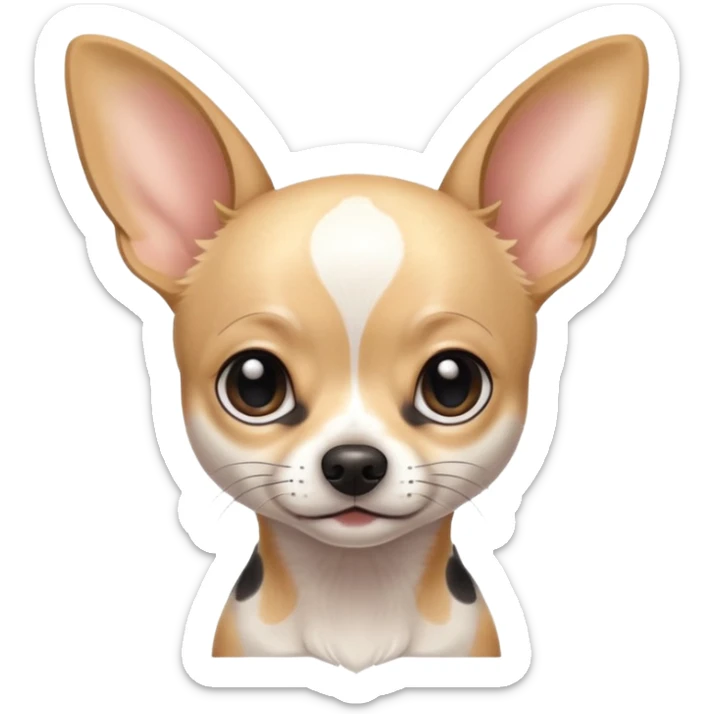 Chihuahua blanco con machas negras. Super delagado y con grandes orejas  sticker
