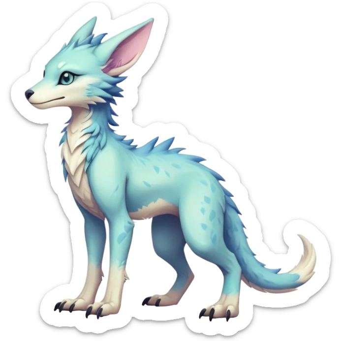 Feral Rare Fantasy cute pastel Vernid-Sergal-animal-creature-hybrid by LiLaiRa, markings, tufted ears, full body sticker
