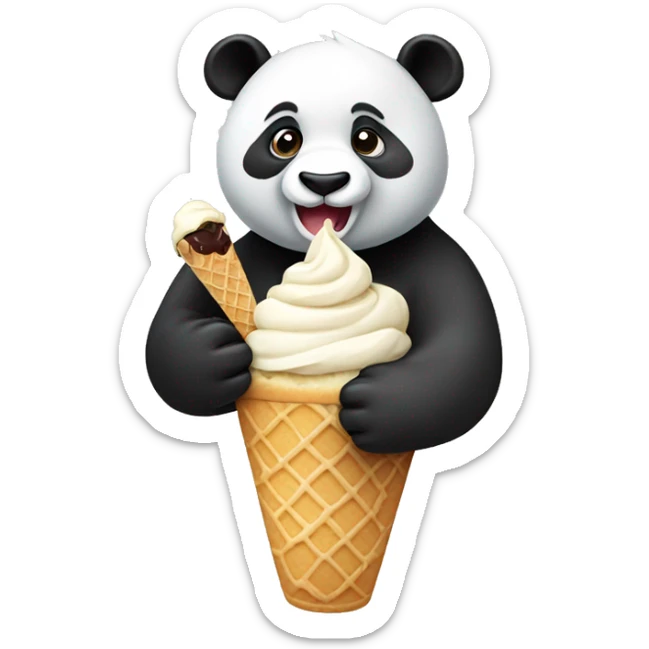 Panda eating ice cream sticker