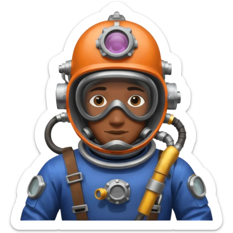 Buceador comercial trabajando, soldando una estructura metalica bajo agua sticker