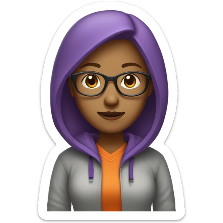  it specialist woman with glasses purple hair orang hoodie sticker