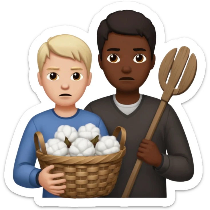 White person whipping black person carrying a basket of cotton sticker