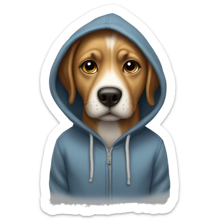 Dog wearing hoodie sticker