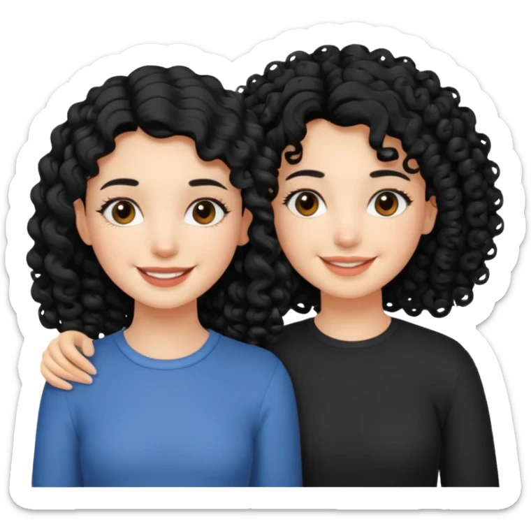 a pretty bratz fair girl with curly black hair with another girl bestfriend sticker