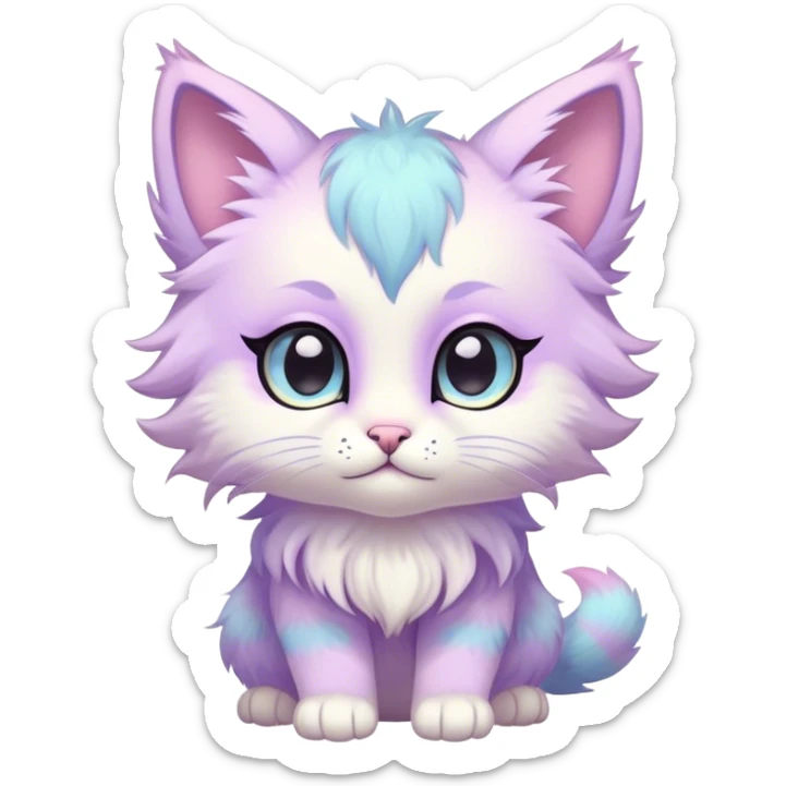 Kawaii bright fantasy ethereal anthro feline fursona animal creature sticker