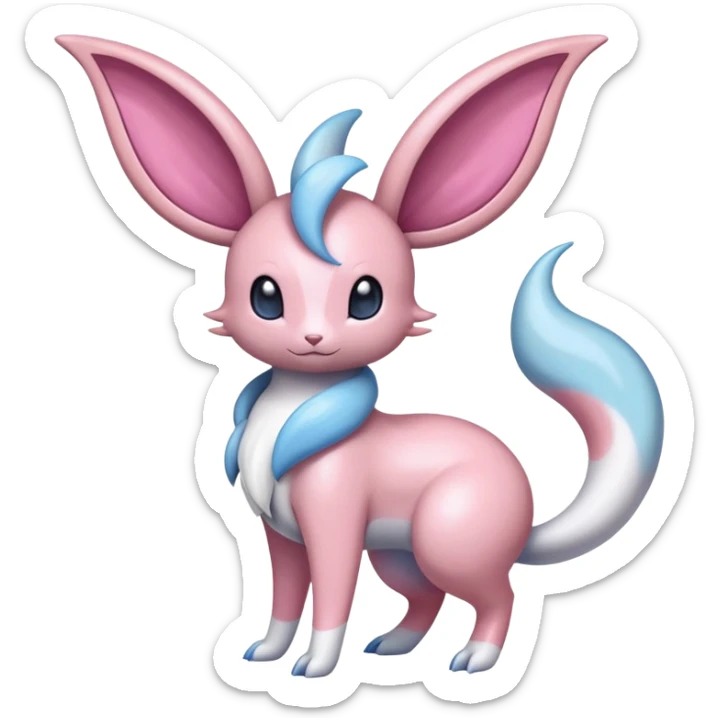 Colorful Shiny Exotic Cresselia-Sylveon-Minccino-Fakémon-hybrid-creature (full body)  sticker