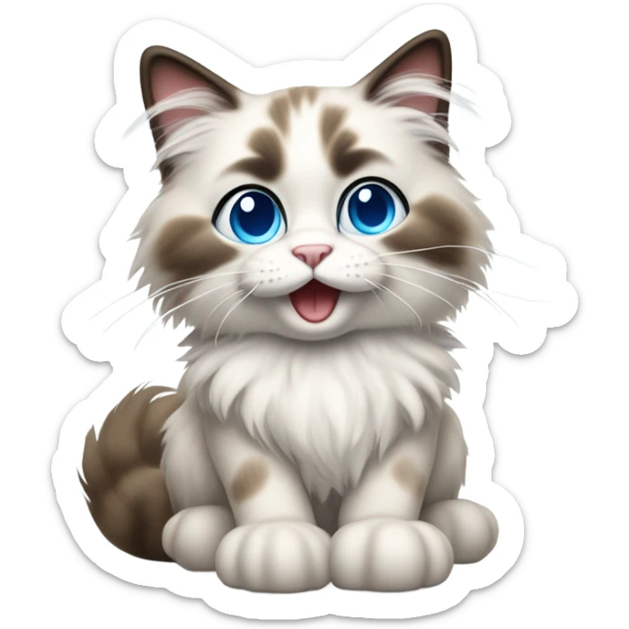 Ragdoll cat cheering  sticker