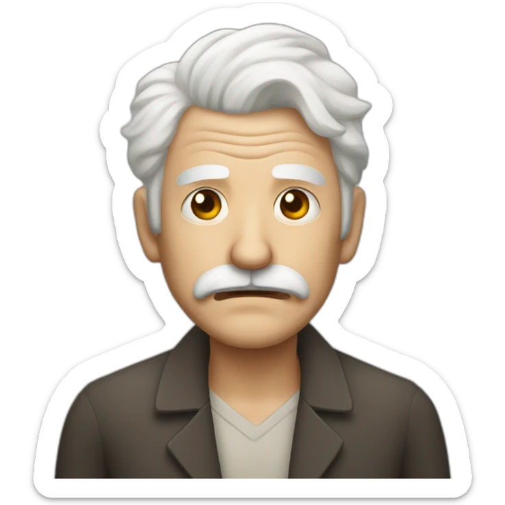 Face of an old man with white hair and mustach who is demoralized sticker