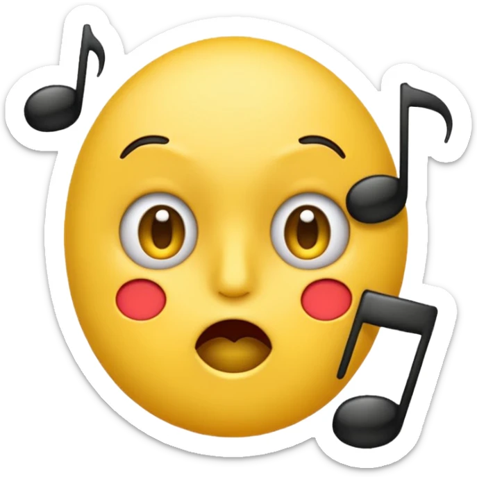 emoji whistling with music notes coming out its mouth and side-eyeing sticker