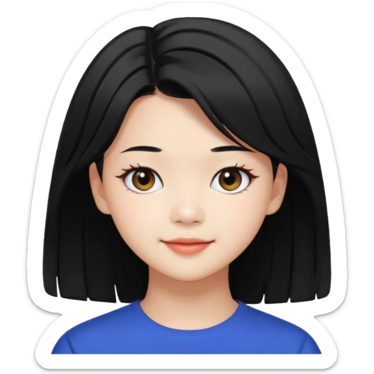 portrait emoji of Jeongyeon from TWICE, long black hair, subtle smile sticker