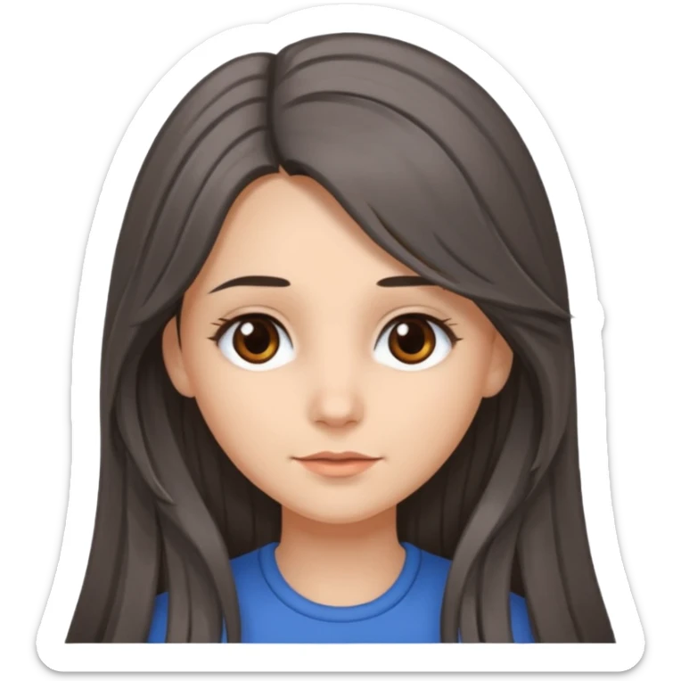 brunette girl long hair with strands of gray hairs sticker