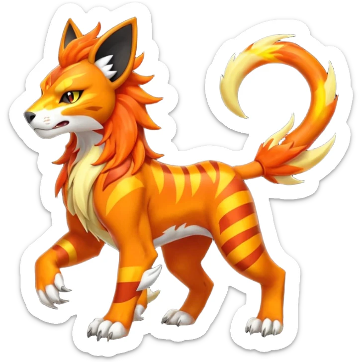 Shiny Glowing Legendary Epic Pyroar-Torracat-Luxray-Tigress-Houndoom-Liger-Hybrid-Fakemon-hybrid-Creature (full body) sticker