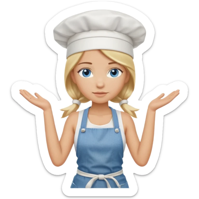 Sexy Full body  pretty
Long Blonde hair blue eyed female chef arms folded wearing tank top and denim shorts and chef hat arms folded sticker