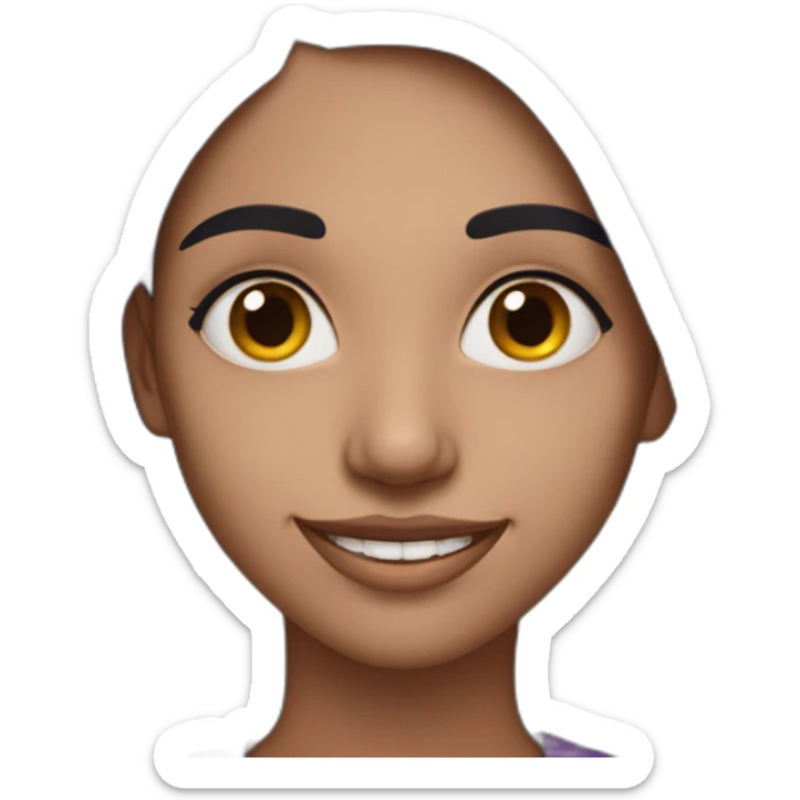 skinny 27 year old indian girl wearing purple with long black hair smiling with teeth profile photo sticker