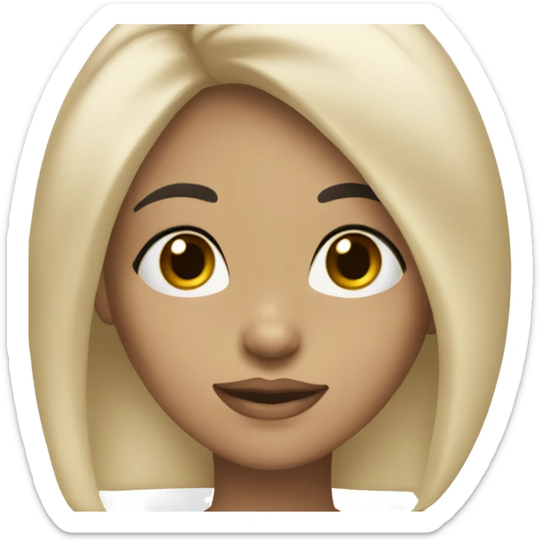 girl with black, short hair, almond, black eyes, long eyelashes, big lips, face with cheeks. sticker