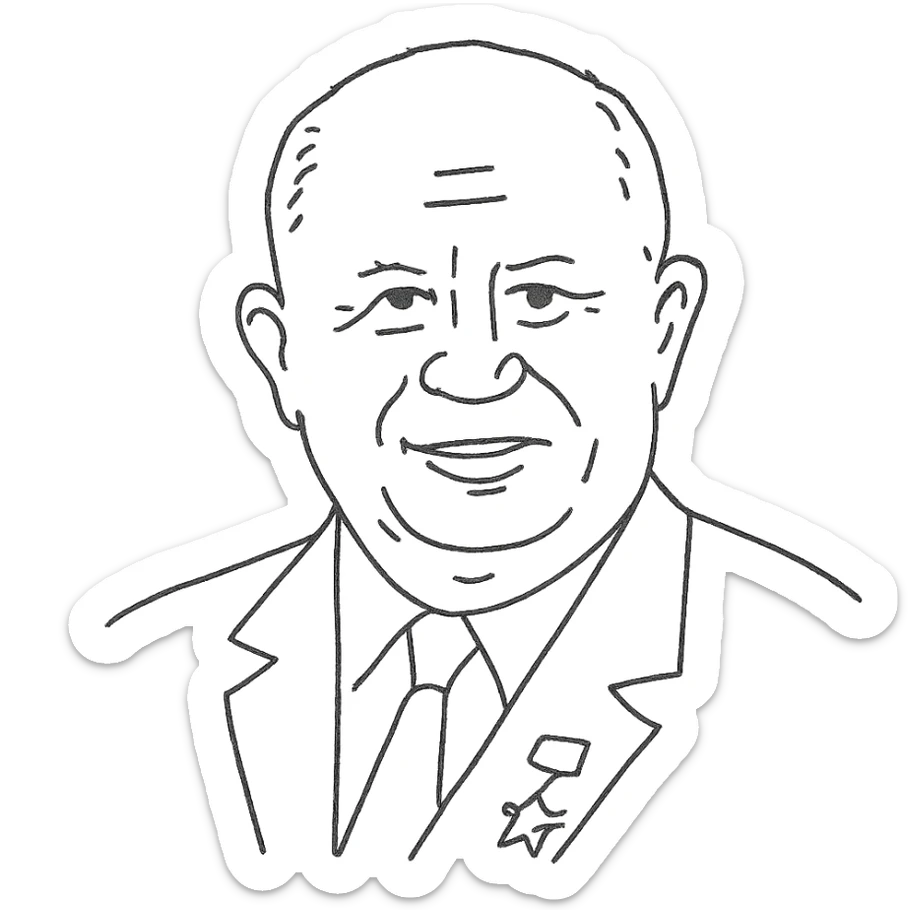 hand-drawn outlined portrait of Nikita Khrushchev sticker